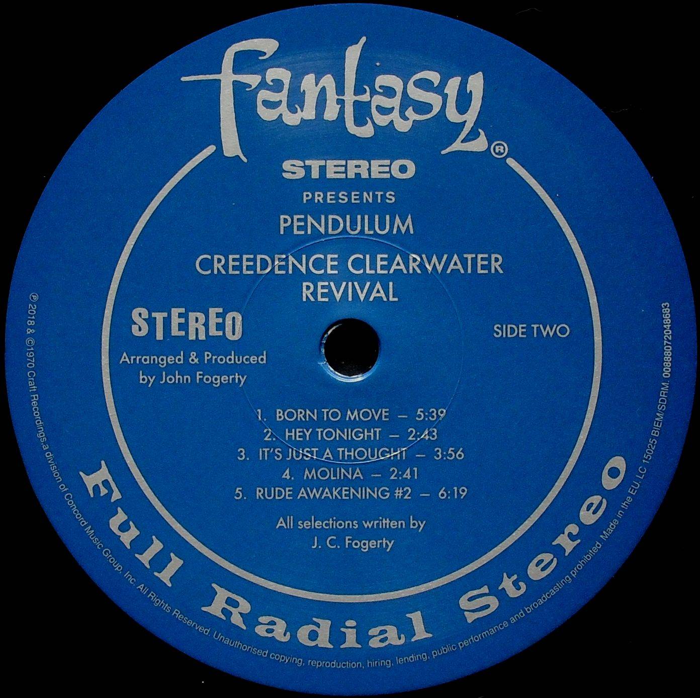 Creedence Clearwater Revival Pendulum : LP Label B